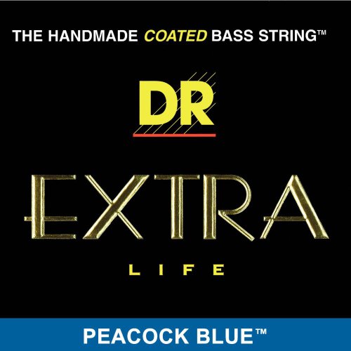 DR HANDMADE COATED BASS STRINGS - Extra Life - Peacock Blue .045-.125 Medium 5String