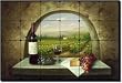 Vineyard View - Tuscan Vineyard Tumbled Marble Tile Mural 16" x 24" Kitchen Backsplash