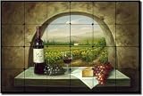 Vineyard View - Tuscan Vineyard Tumbled Marble Tile Mural 16 x 24 Kitchen Backsplash