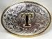 SILVER/GOLD PLATED  MONOGRAM LETTER T BELT BUCKLE