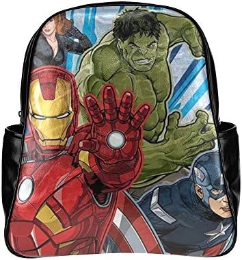 2buymore Custom School Bag Backpack Avengers Spiderman Incredible Hulk Multi Pockets Backpacks PU Leather 20.1 Oz