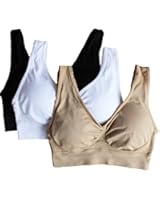 Cabales Women's 3-Pack Seamless Wireless Sports Bra with Removable Pads