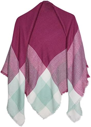 Nilin Women's Classic Design Winter Warm Checkered Plaid Scarf Shawl (Purple)