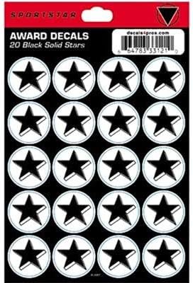 Solid Star Helmet Decal (Sheet of 20 Stickers) : Football, Lacrosse, Hockey, Baseball, Softball...