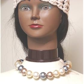 Large Ivory and Amber Pearl Short Chain Jeffrey Isaac Necklace and Earrings