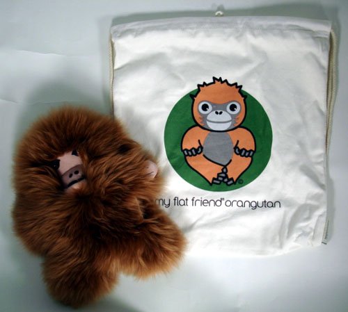 <br />Flat Friends Orangutan with Cotton Drawstring Bag