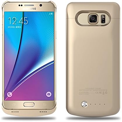 Coolfunny Note 5 Battery Case, Portable Backup Power Bank Case 4200mAh Ultra Slim Rechargeable Extended Charging Case for Samsung Galaxy Note 5 (Gold)