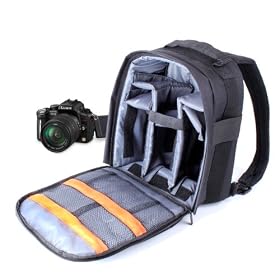 DURAGADGET Practical Water Resistant Rucksack For Panasonic DMC-FZ45, DMC-FZ150 With Handgrip