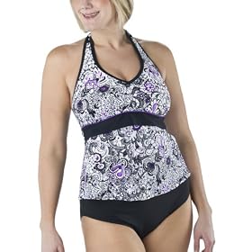 Merona® Lace Floral Tankini - Ebony/Purple