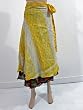 Women Wrap Skirt Yellow Reversible Silk Sari Multi Wear Skirt Dress