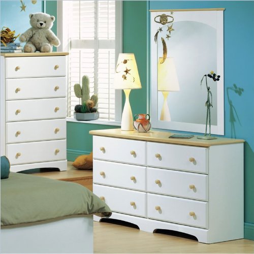 South Shore Newbury Collection Double Dresser and Mirror Set in White