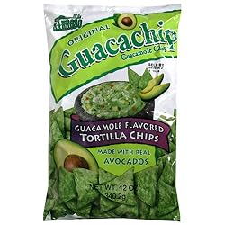 El Sabroso Guacachip, Guacamole Flavored Tortilla Chips, 12-Ounce Packages (Pack of 12)