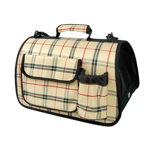 PETLF FLDG CARRIER PLAID MED