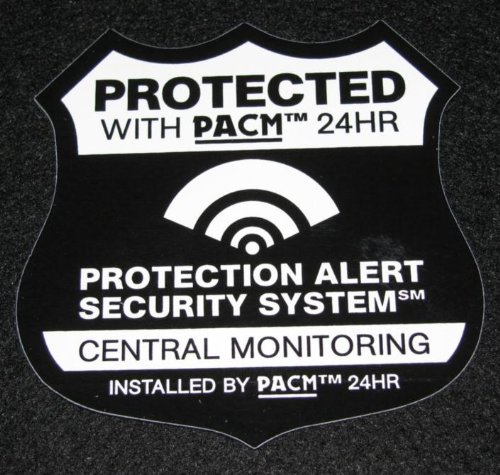6 Home Security Alarm System Black PACM Stickers