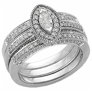14Kt White Gold Pre-Set Designer Style Diamond Wedding Ring