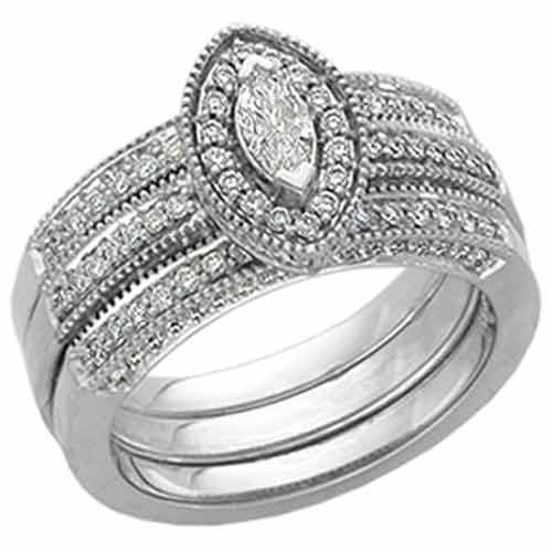 14Kt White Gold Pre-Set Designer Style Diamond Wedding Ring