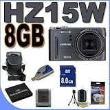 Samsung HZ15W 12MP Digital Camera w/10x Optical Zoom (Grey) BigVALUEInc Accessory Saver 8GB SLB-10A Battery Bundle