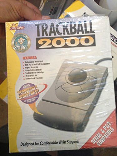 PC Concepts Trackball 2000 w/ Built in Wrist Rest - Serial & PS/2 Connections - For Legacy Vintage PCs