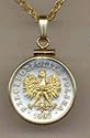 Polish 20 Groszy "Eagle" Two Tone Gold Filled Bezel Coin Pendant with 18" Chain