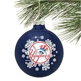 New York Yankees Navy Blue Snowflake Glass Ornament