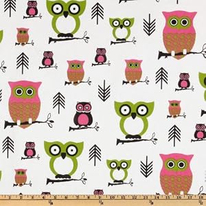 54-Wide-Premier-Prints-Hooty-Owl-Candy-Pink-Chartreuse-Fabric-By-The-Yard