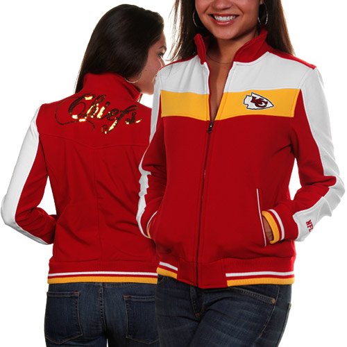 Kansas City Chiefs Women's Dazzle Script Red Full-Zip Track Jacket