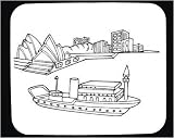Decorated Mouse Pad with "New South Wales", "black and white", harbor, capital, building, Sydney, "Opera House", boat, Australia, theater