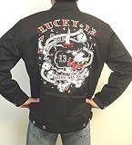 Lucky 13 Panther Tattoo Black Lined Chino Jacket - Club Wear, Biker Style Punk Jacket. by Lucky 13