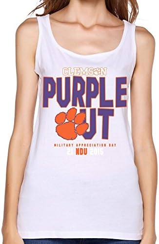 Agongda Women's NCAA Clemson University Clemson Tigers Logo Tank Top M White