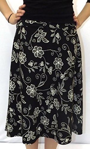 Romeo 4 Ever Women's Short A-line Skirt X-Large Black/Cream Floral Print