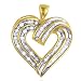 Paris Jewelry 14K Yellow Gold 1Ct Genuine Clear Diamond Two Tone Heart Necklace ( J-K, I-3 )