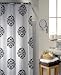 Damask Cream and Black Water Repellent Polyester Shower Curtain Including 12 Curtain Rings