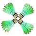 Eastlion 4 PCS LED Badminton Light UP Shuttlecock Plastic Glow Birdies for Night Sport Green
