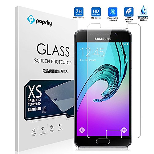 Samsung Galaxy A3 2016 Screen Protector [Tempered Glass] [Bubble-Free] [Anti-scratch], Popsky 0.26MM Ultra Thin 9H Hardness High Definition Scratch Proof Premium Screen Protector Glass