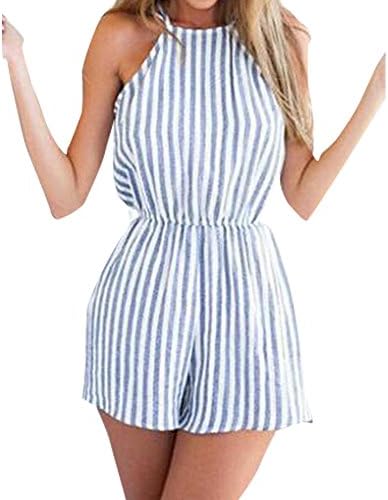 Evishine Women Summer Spaghetti Strap Vertical Stripe Romper Jumpsuit