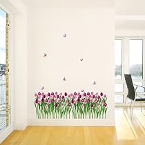Easy Instant Decoration Wall Sticker Decal - Tuilips and Butterflies Purple Pink
From KR
