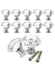 PC Accessory: Foxnovo 30mm Diamond Crystal Glass Door Knob Kitchen Cupboard Cabinet Wardrobe Drawer Pull Handle - 10 pcs/set (Transparent) - Foxnovo