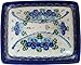 Polish Pottery Ceramika Boleslawiec,  0352/162, Butter Dish Deep, 2 Cubes, Royal Blue Patterns with Blue Pansy Flower Motif
