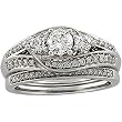 14K White Gold Diamond Wedding Set - 0.97 Ct.