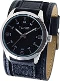 Mens Black Wide Leather Cuff Fashion Watches by Toxic TXL-30040-O-RL