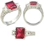 Antique Style 3 Stone Ruby Cubic Zirconia Ring
