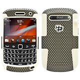 Grey White 2 in 1 Hybrid Rubber Plastic Skin Case Cover for Blackberry Bold ....