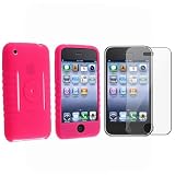 Silicone Case (Hot Pink) w/ Screen Protector for iPhone® 1st Gen (NOT for iPhone® 3G)