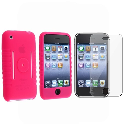 Silicone Case (Hot Pink) w/ Screen Protector for iPhone® 1st Gen (NOT for iPhone® 3G)