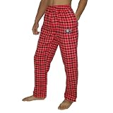 Mens NCAA Georgia Bulldogs Plaid Cotton Thermal Sleepwear / Pajama Pants - Red & Black (Size: M)