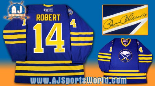 RENE ROBERT Buffalo Sabres Signed Retro Hockey JERSEY