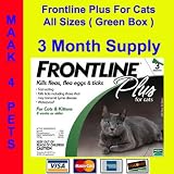 Frontline Plus Cats 3 Pack (Green) * Free Shipping *