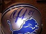 CALVIN JOHNSON SIGNED AUTOGRAPHED DETROIT LIONS MINI HELMET COA + HOLOGRAM