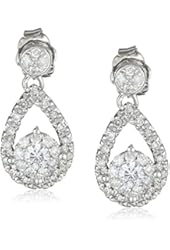 14k White Gold Diamond Teardrop Earrings (1/2 cttw, H-I Color, I2 Clarity)