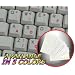DVORAK SIMPLIFIED KEYBOARD STICKERS WITH RED LETTERING ON TRANSPARENT BACKGROUND